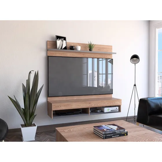 Panel Tv Pared 2a Rta Miel + Plomo Color Marrón claro