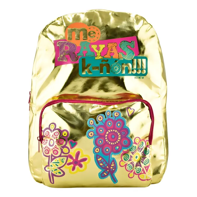 Mochila Me Rayas K Ñon Estampada Primaria Distroller Color Dorado Diseño De La Tela Estampado