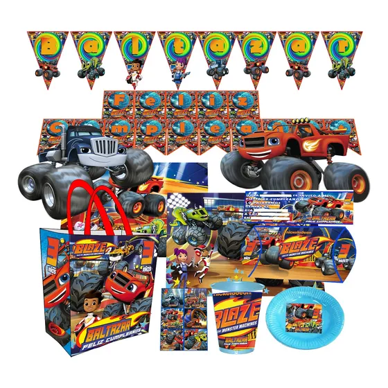 Cumpleaños Cotillón | Blaze Y Los Monster Machines 12 Niños