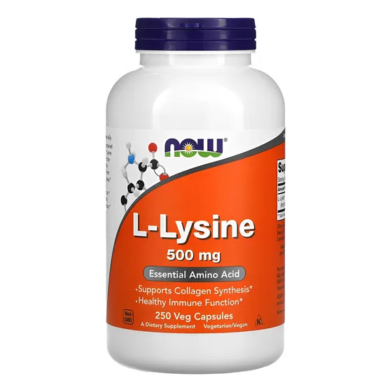 L-lisina 500mg L-lysine 250 Veg Caps Now Foods Sabor Sem Sabor