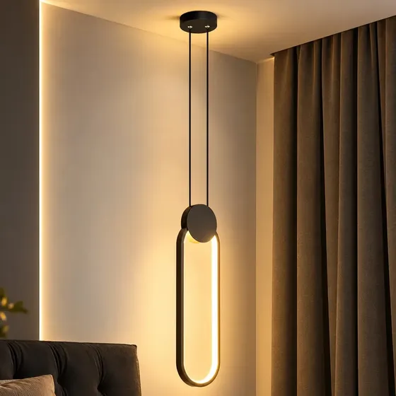Luminária Pendente LED Oval, Lustre Pendente Moderno Decorativo com 3 Temperaturas de Cor, Design Cl