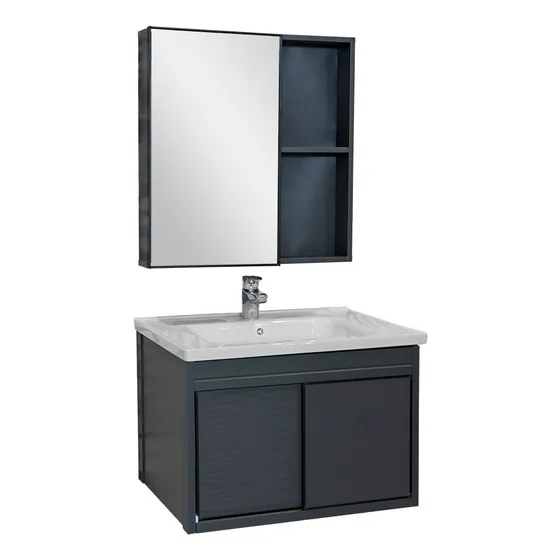 Mueble Baño De Aluminio Con Bacha, Botiquín Con Espejo