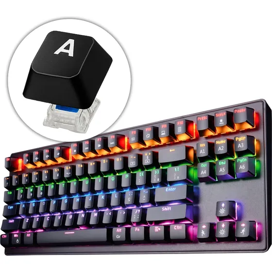 Teclado Mecanico Gamer Tkl Led Abnt2 Usb Keycaps Doubleshot