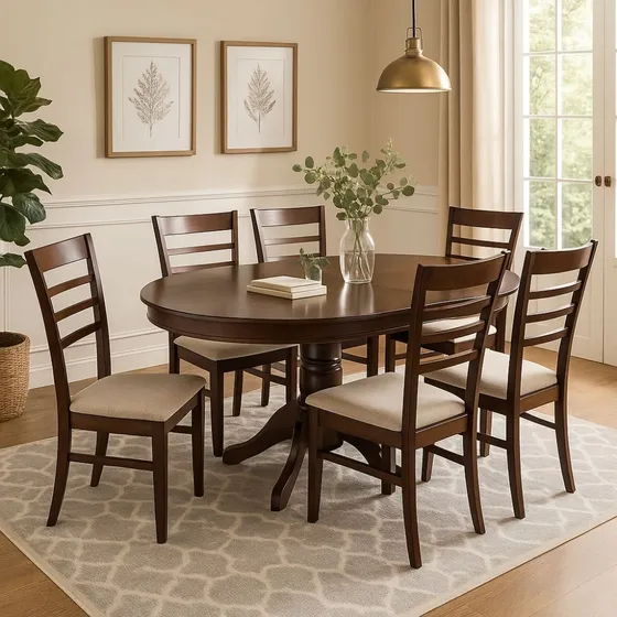 Juego De Comedor Mesa Extensible + 6 Sillas Tapizadas - Lcm