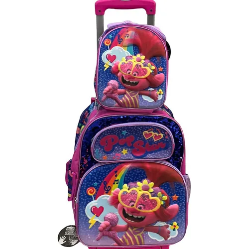 Trolls Poppy Mochila Primaria Con Llantitas Disney Lonchera