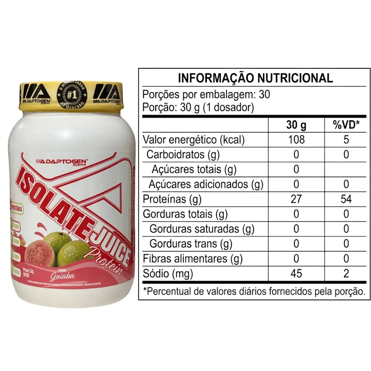 Isolate Juice Adaptogen Proteina bovina pote 900g Sabor Goiaba