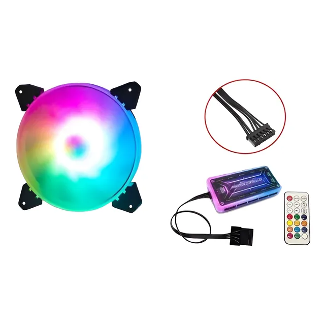 Fan Cooler Rgb Controlador 120mm Ventilador Pc Chasis Luz