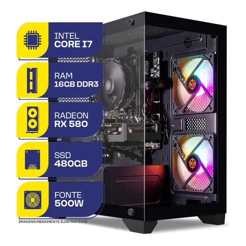 Pc Gamer Completo Mcl, Intel I7, Rx 5600, 16gb, Ssd 480gb 480 Gb