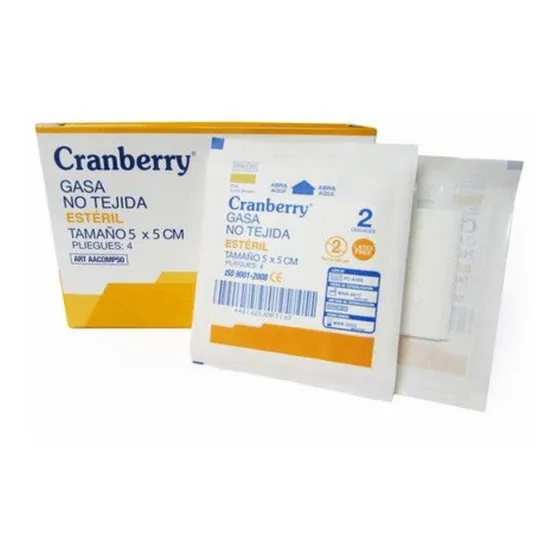 Gasa No Tejida Estéril Cranberry 10x10cm 50 Sobres X 2 Un