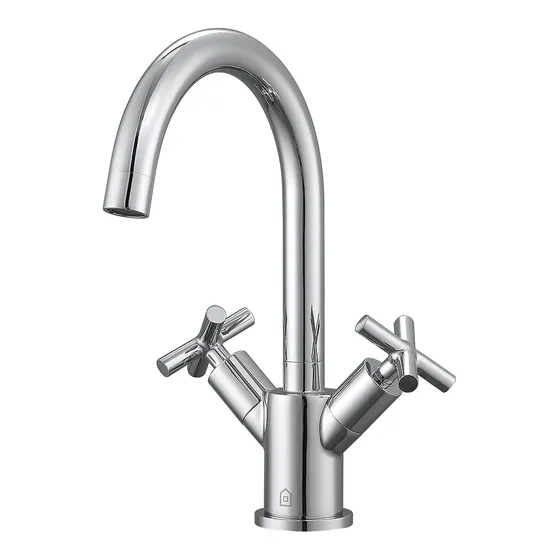 Grifo Baño Doble Mango Niquel Cepillado An-4382