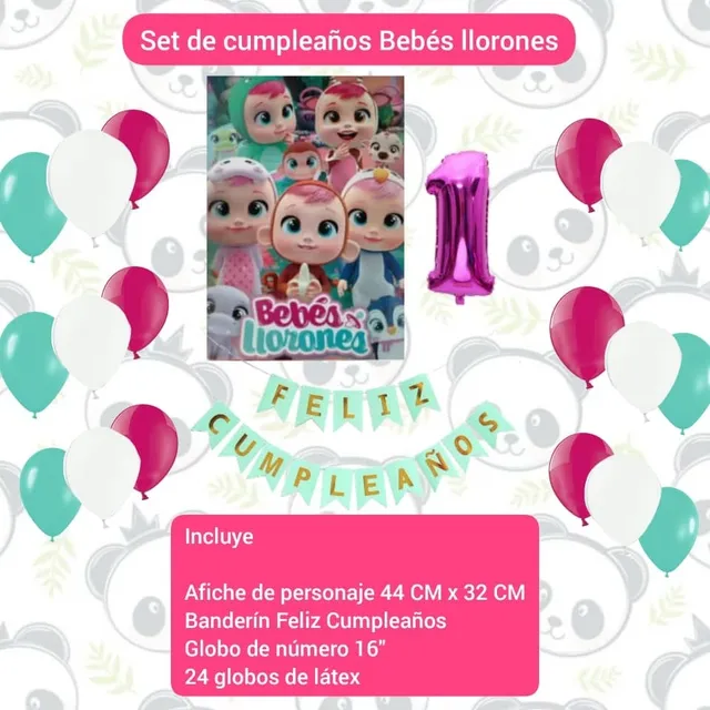 Decoración Cumpleaños Afiche Globos Banderín Bebes Llorones