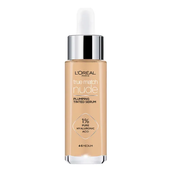 Base de Maquillaje liquida, Sérum rellenador con color y 1% de ácido hialurónico True Match de L'Oréal Paris