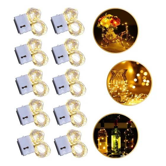 Kit 10 Cordão De Luz Fio De Fada Led Decoração Natal E Festa