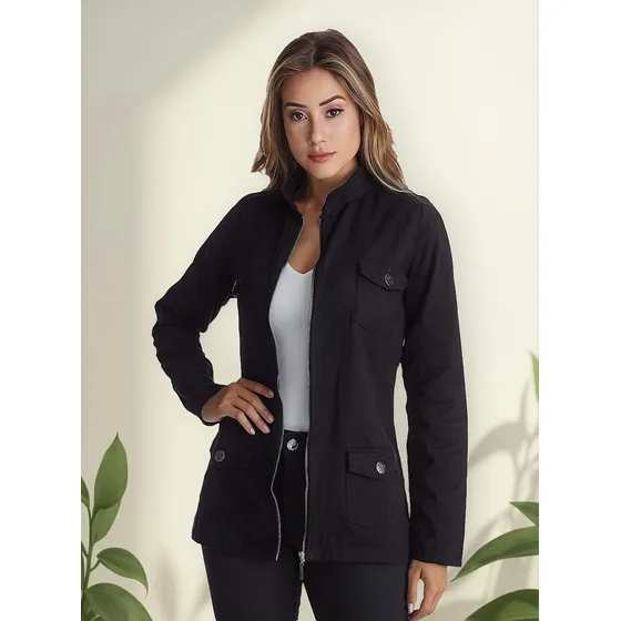 Jaqueta Jeans Feminino Premium Com Ziper Inverno 2021