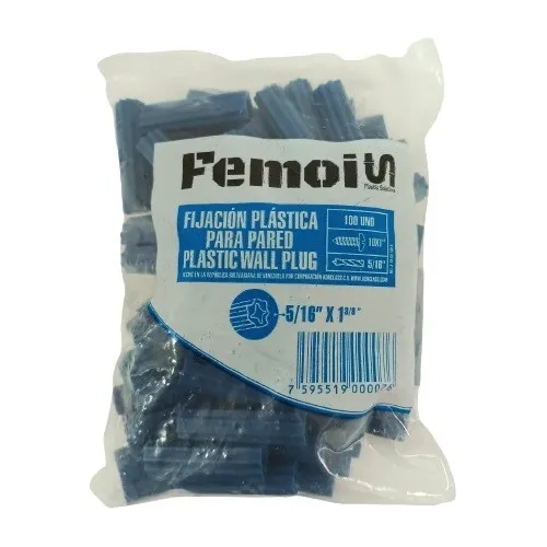 Ramplugs Plástico Estriado Azul 5/16´´empaque De 100 Pzas.