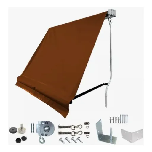 Toldo 2 En 1 Retrátil Completo 1,50x1,50 Tubos Brazos Manive Ocre