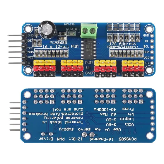 Modulo Pca9685 16 Canales Pwm 12 Bits I2c Servo Mg995 Sg90 