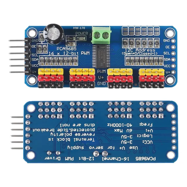 Modulo Pca9685 16 Canales Pwm 12 Bits I2c Servo Mg995 Sg90 
