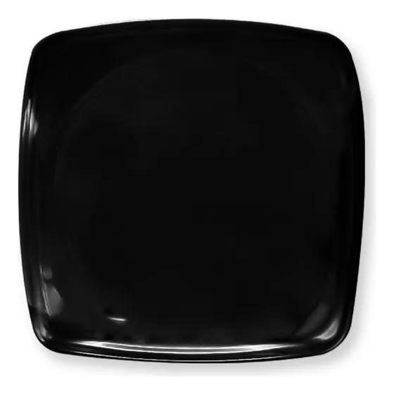Plato Melamina Cuadrado Negro 20cm X6 Unidades Tortero