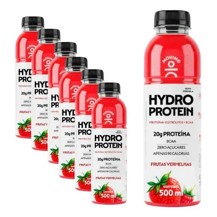 Kit 6 Moving Hydro Protein (Nova Fórmula) Frutas Vermelhas 20g Proteína