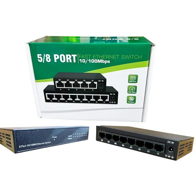 Mini Switch Fast Ethernet 8 Puertos 10/100mbps Rj45