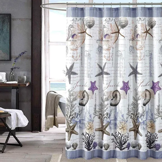 Cosevier Cortina Ducha Costera Para Baño Impresion Vida Agua