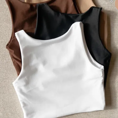 Kit 4 Blusas Regata Feminina Suplex Tshirt Básica Casual Preto + Branco + Marrom + Nude Liso P/m (36-38)