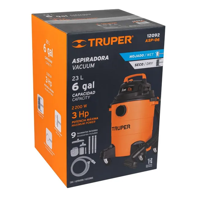 Aspiradora Sólidos / Líquidos  6 Galones, Truper