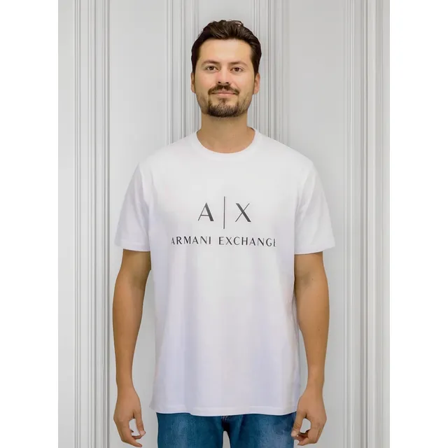 Playera Armani Exchange Blanco Con Logo Negro