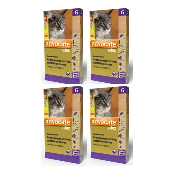 04 Antipulgas Advocate Para Gatos 4 A 8 Kg Combo 3 Pipetas
