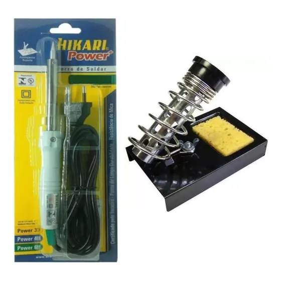 Kit Ferro Soldar Power Hikari + Suporte Hikari C/esponja 