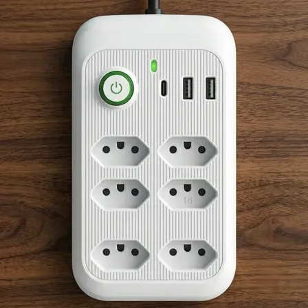 Extensão Elétrica Tomadas Usb Type-c Bivolt 2m Chave Liga Jxb4 6+2+1