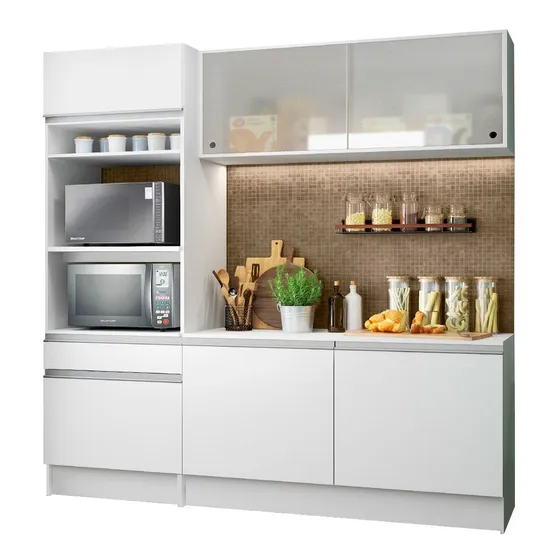 Mueble Cocina Bajo Mesada Kit Aéreo Alacena Aparador Color Blanco