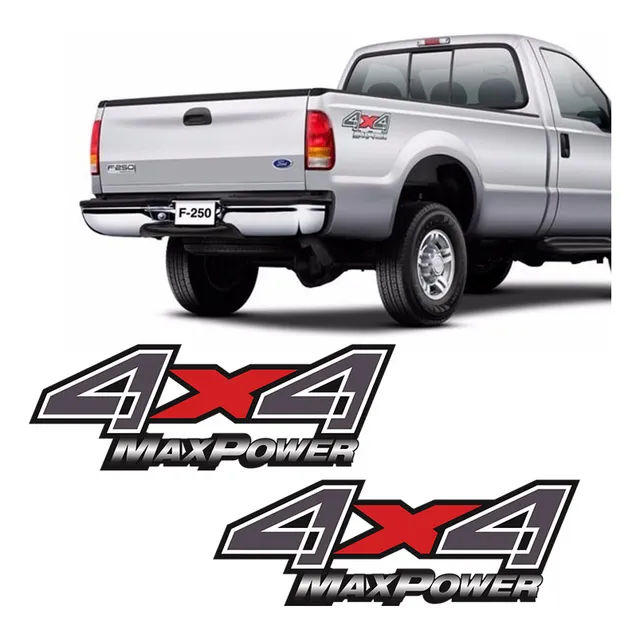 Par De Adesivos 4x4 Max Power Ford F-250 Grafite Emblema