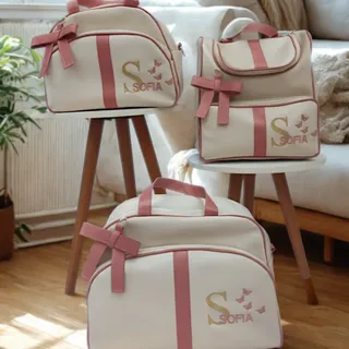 Kit Bolsas Maternidade Personalizadas Com Nome Do Bebê Bege
