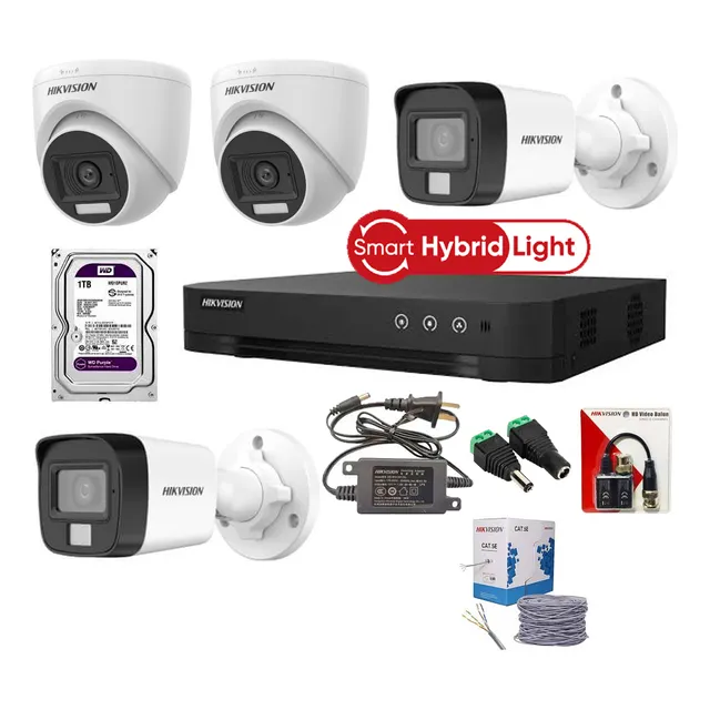 Kit De 4 Camaras Con Audio Smart Hybrid Dual Light Hikvision