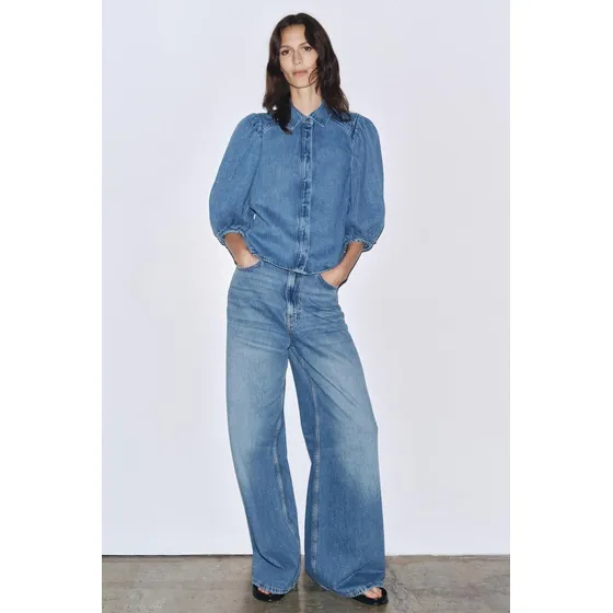 Zara Blusa De Jean Mujer Talla M/l