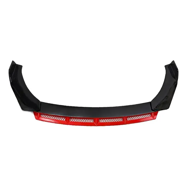 Front Lip Malla Delantero 3 Piezas Negro+rojo Brillante