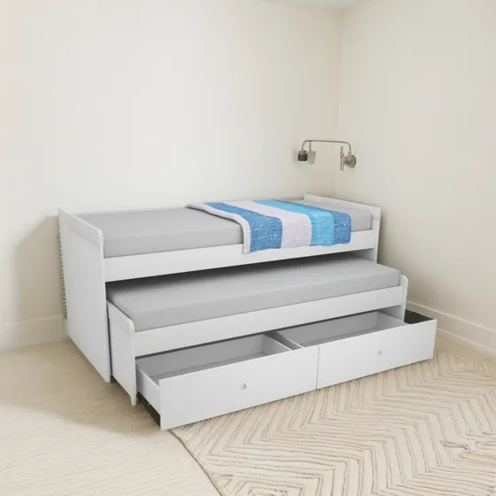 Cama Nido Doble Superpuesta 3x1 Camas Cuchetas Con 2 Cajones