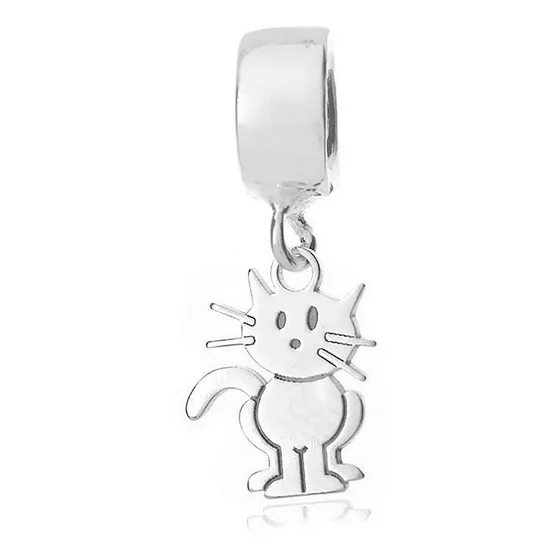 Berloque Gato Prata 925 Cor Prateado