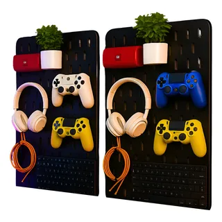 2x Pegboard Premium Setup Gamer Home Office Preto Top Full