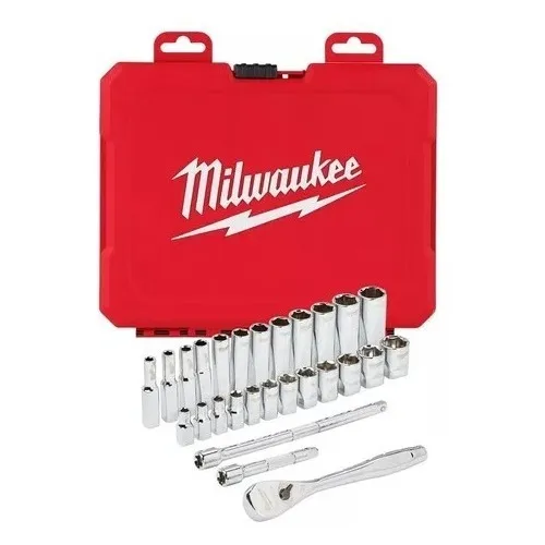 Juego De Dados Metricos 28pzs Mm 1/4 Milwaukee 48-22-9504