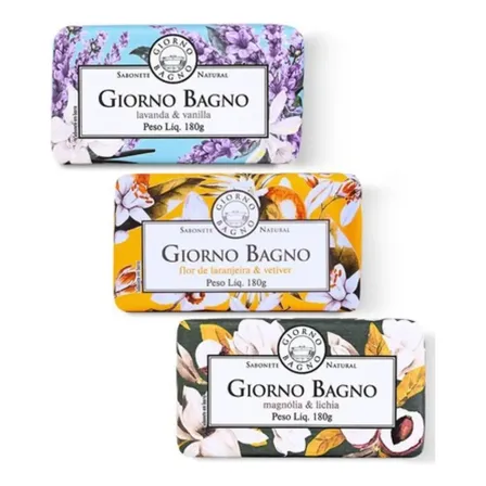 Kit 03 Un Sabonete Barra Vegetal Giorno Bagno Mãos E Corpo