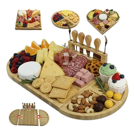 Petisqueira Magnética Tábua Para Queijos Frios E Aperitivos - Formato Modular Coração Com Imã - Cor Marrom - Para Encontro Amigos Familia Jantar Romantico Confraternização