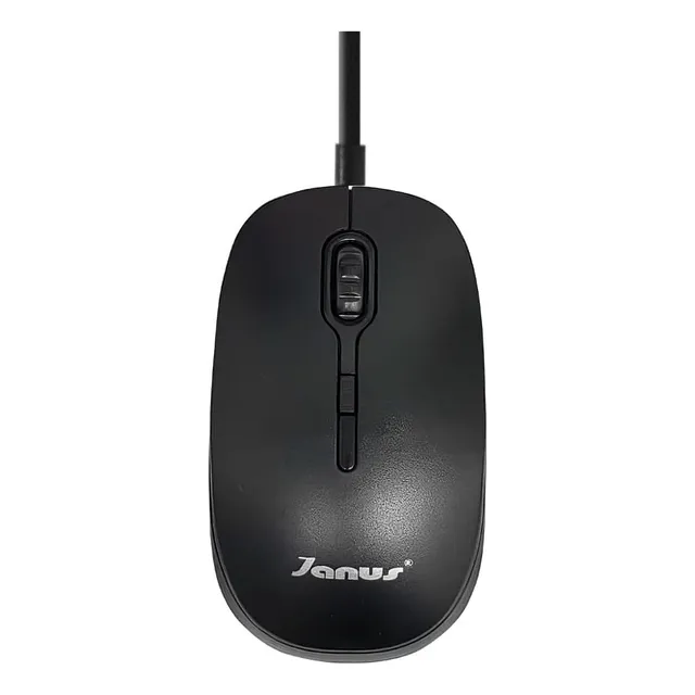 Mouse Raton De Oficina Alambrico Talla Mediana Janus Ky M547 Color Negro