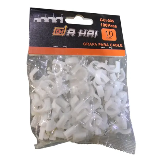 Grapas Para Cable De 10mm Negra Y Blanca ( 100 Unds ) 