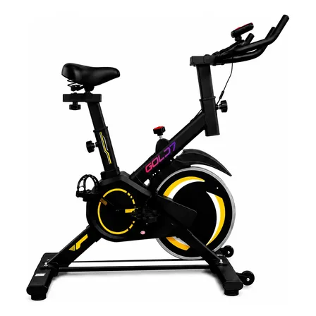 Bicicleta Spinning Ergométrica Com Roda De Inércia De 8kg Preto/amarelo 127/220v