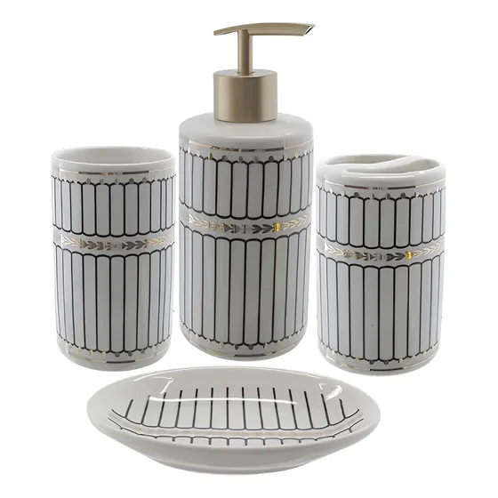 Set De Baño 4 Pzas Jabon Portacepillos Vaso Y Jabonera