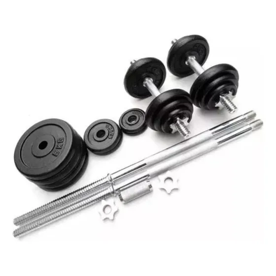 Kit Mancuernas Pesas 50 Kilos 100 Libras + Estuche Gym Color Negro