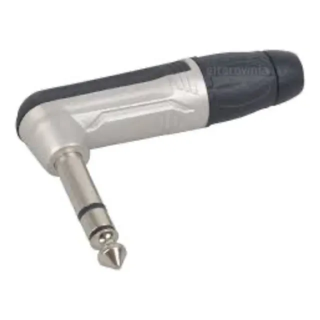 Plug Roxtone 1/4 Stereo Tipo L Nickelado Pro